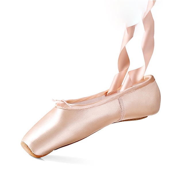  Femme Chaussons de ballet Chaussures de pointe Entraînement Utilisation Professionnel Ruban Talon Plat Lacet Adulte Rose / Satin