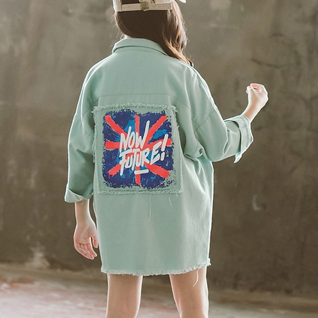 Baby & Kids Girls Clothing | Kids Girls Jacket Long Sleeve Blue Pink Letter Zipper Fall Spring Active Daily 3-13 Years - FS01291