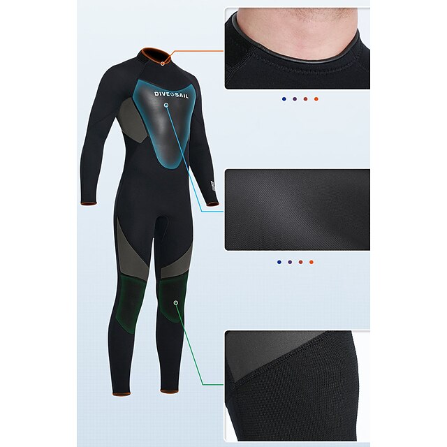 Sports & Outdoors Surfing, Diving & Snorkeling | Dive&Sail Mens Full Wetsuit 3mm SCR Neoprene Diving Suit Thermal Warm Windproof