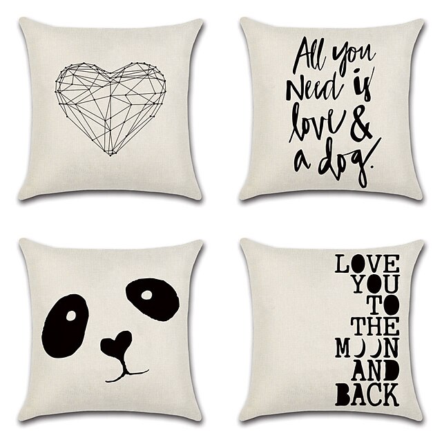 Home & Garden Home Decor | Panda Double Side Cushion Cover 4PC Soft Decorative Square Throw Pillow Cover Cushion Case Pillowcase