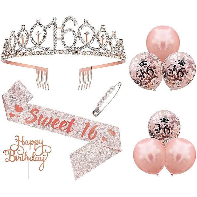  50-vuotissyntymäpäiväkruunu & syntymäpäivätyttöjen vyösarja, tekojalokivitiaarat ja -kruunut naisille tytöille kultatiara syntymäpäivä kultainen vyö prinsessa tiaarat kuningatar kruunut