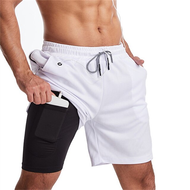 Mens Clothing Mens Bottoms | Mens Classic Style Fashion Active Shorts 2 in 1 Elastic Drawstring Design Knee Length Pants Sports 