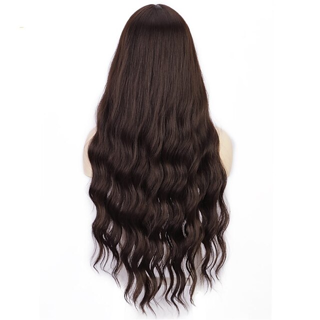 Beauty & Hair Wigs & Hair Pieces | Long Brown Wig Curly Wavy Wig With Air Bangs Natural Looking Machine Made Heat Resistant Synt