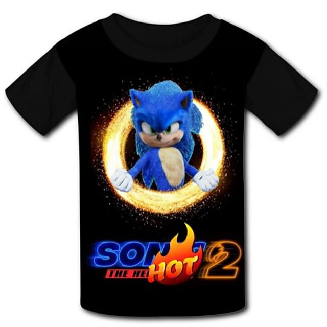 Baby & Kids Boys Clothing | Kids Boys T shirt Sonic Short Sleeve 3D Print Cartoon Animal Crewneck Black Children Tops Spring Sum