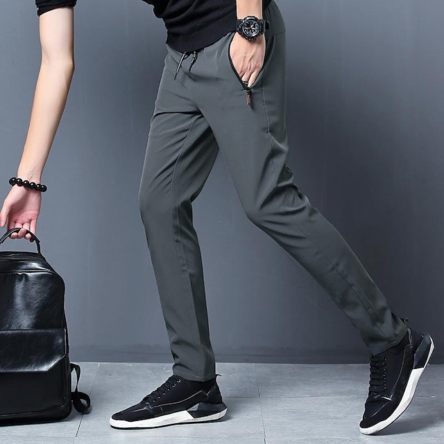 Men's Trousers Casual Pants Stretch Pants Drawstring Elastic Waist ...