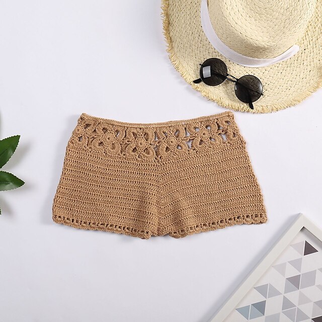 Womens Clothing Womens Bottoms | Womens Fashion Crochet Shorts Cheeky Shorts Cut Out Crochet Short Pants Holiday Beach Micro-ela