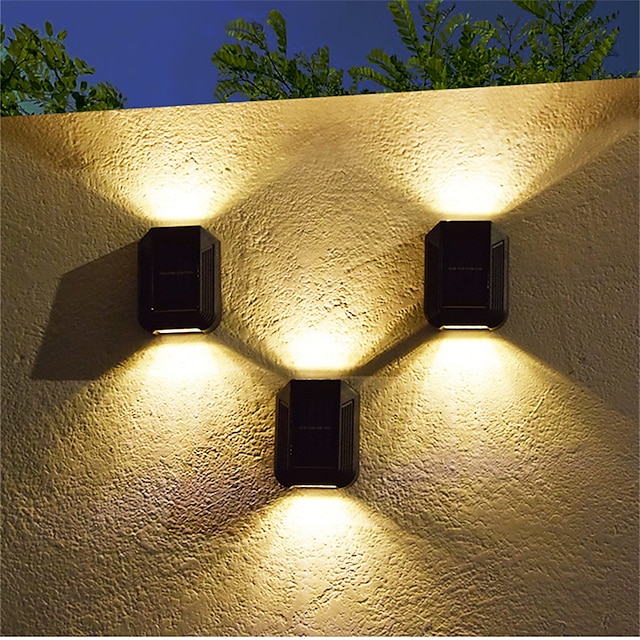  2/4 peças lâmpada de luzes de parede solar deck de cerca ao ar livre luzes led à prova d'água para decoração de jardim lâmpadas de decoração de parede varanda quintal luz de jardinagem de rua