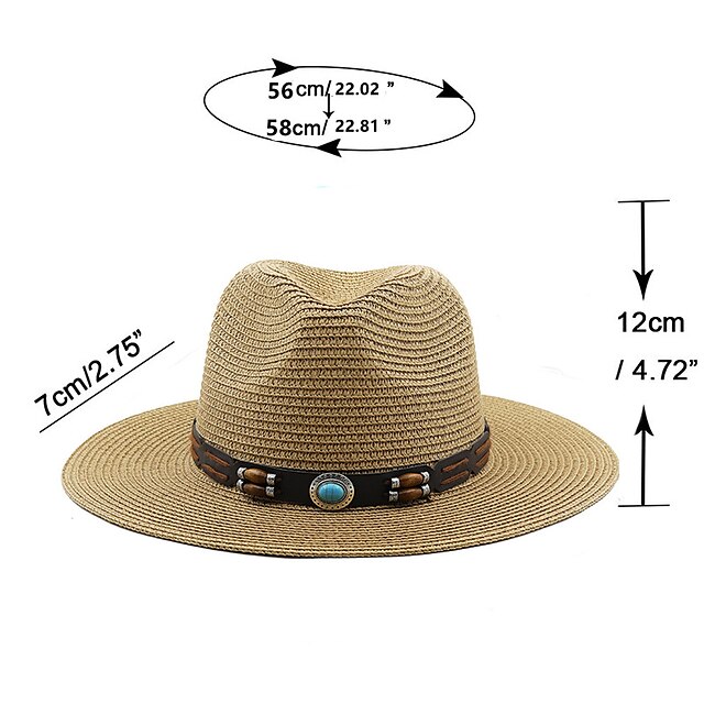 Shoes & Bags Fashion Accessories | Panama Hats Lady Outdoor Beach Wide Brim Straw Hat Man Summer Sun Cap Head Circumference 56-5