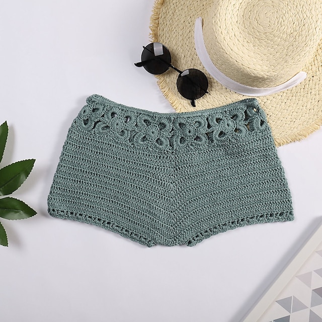 Womens Clothing Womens Bottoms | Womens Fashion Crochet Shorts Cheeky Shorts Cut Out Crochet Short Pants Holiday Beach Micro-ela