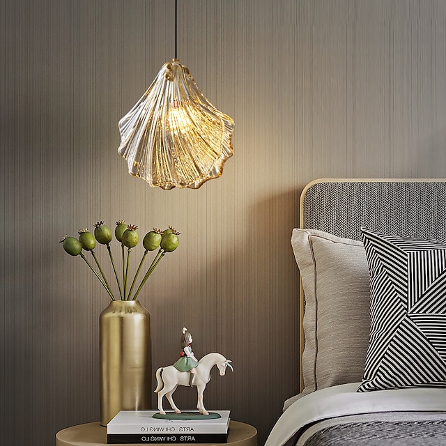  20 سم تصميم قذيفة ضوء led زجاج نحاسي الطراز الحديث أنيق مطلي بالكهرباء على الطراز الشمالي 220-240 فولت
