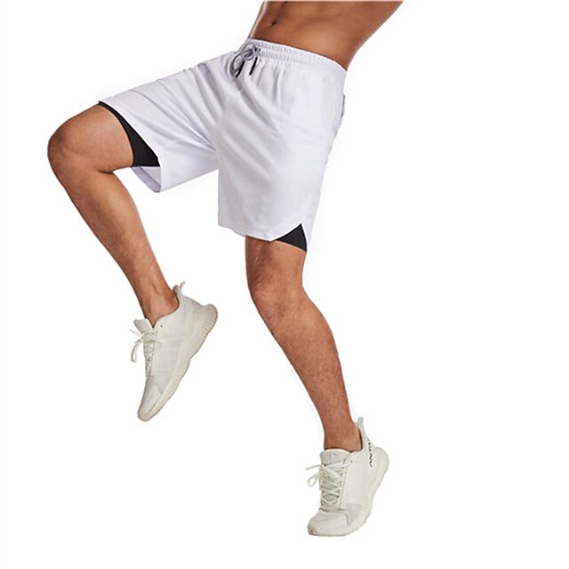 Mens Clothing Mens Bottoms | Mens Classic Style Fashion Active Shorts 2 in 1 Elastic Drawstring Design Knee Length Pants Sports 