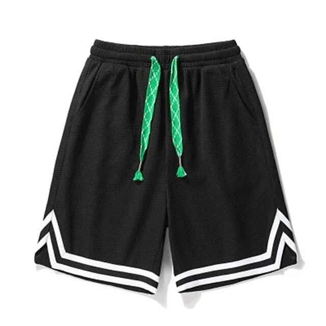 Mens Clothing Mens Bottoms | Mens Casual Sports Shorts Short Pants Casual Daily Inelastic Solid Color Sports Mid Waist White Bla