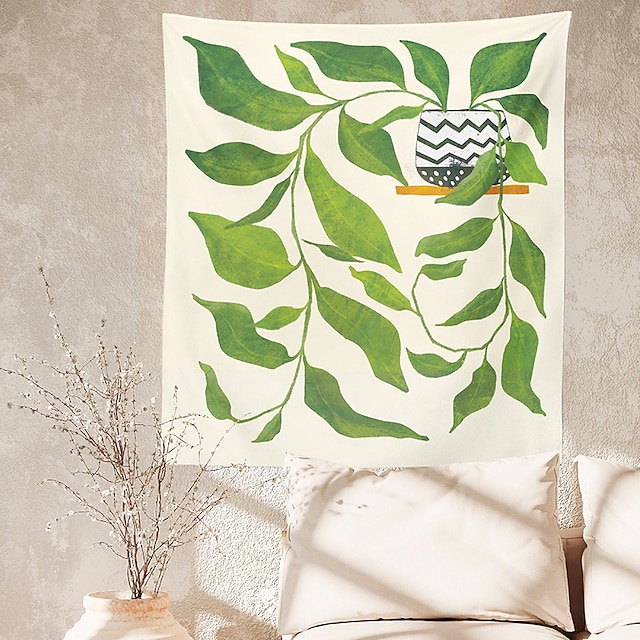 Home & Garden Home Decor | Green Plant Pattern Print Tapestry 1 Piece - QL57877