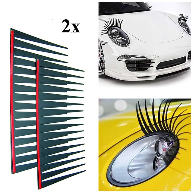 Consumer Electronics Automotive | 2pcs /set Car Headlight Eyelash Stickers 3D Charming Black False Eyelashes Car Headlight Decor