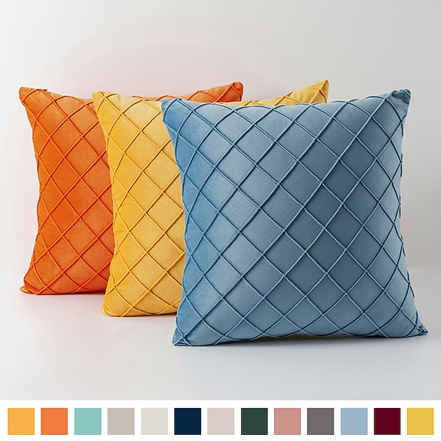 1 pcs Polyester Pillow Cover Grid Pattern Solid Colored Modern Leisure