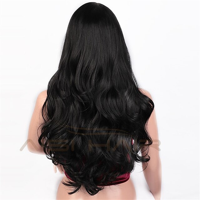 Beauty & Hair Wigs & Hair Pieces | 26 Inch Wholesale Long Body Wave Curly Wave Natural Black Lace Frontal Synthetic Hair For Bla