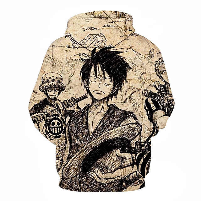 Toys & Hobbies Cosplay & Costumes | Inspired by One Piece Monkey D. Luffy Roronoa Zoro Hoodie Anime 100% Polyester Anime 3D Hara