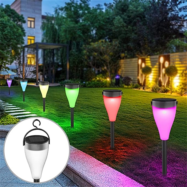  6 pièces lumières de voie solaire lampe de jardin de pelouse extérieure rgb 2 modes étanche coloré paysage lampe patio cour chemin passerelle décor lampe solaire