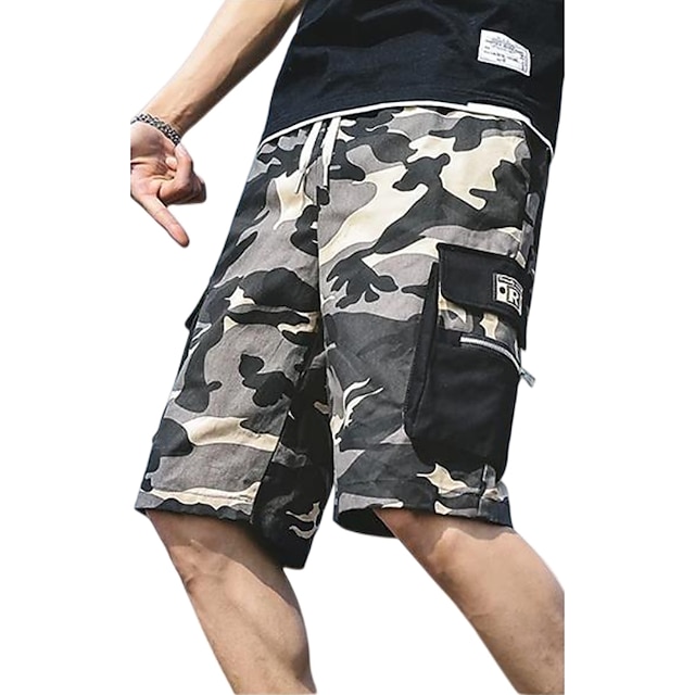 Mens Clothing Mens Bottoms | Mens Casual Fashion Chinos Shorts Knee Length Pants Going out Beach Micro-elastic Camouflage Letter