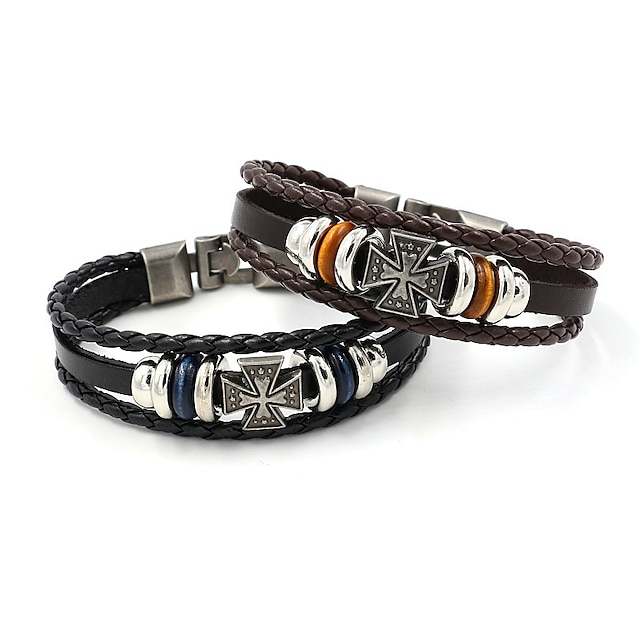 Shoes & Bags Fashion Accessories | Mens Bracelet Classic Lucky Personalized Simple Fashion Trendy Rock Leather Bracelet Jewelry 