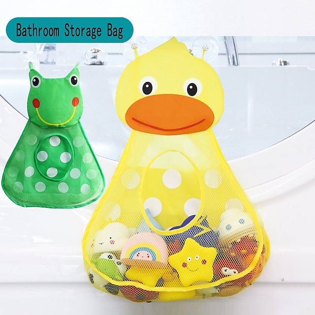 Home & Garden Home Decor | Baby Bath Toys Cute Duck Frog Net Mesh Toy Storage Bag Powerful Suction Cup Bath Game Bag Bathroom St