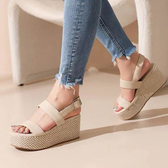 Shoes & Bags Womens Shoes | Womens Sandals Wedge Sandals Wedge Heels Plus Size Wedge Heel Round Toe Casual Preppy Minimalism Dai