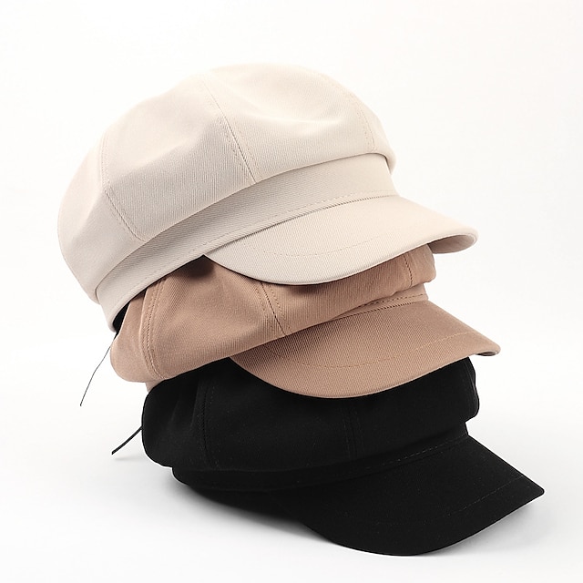  nuovo stile cappello da donna autunno inverno moda tinta unita berretti da strillone berretti ottagonali femminili