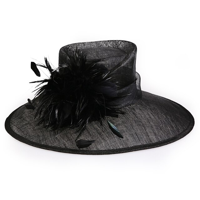  populære lin kvinner utendørs / bankett / casual / travelings hatter med fjær