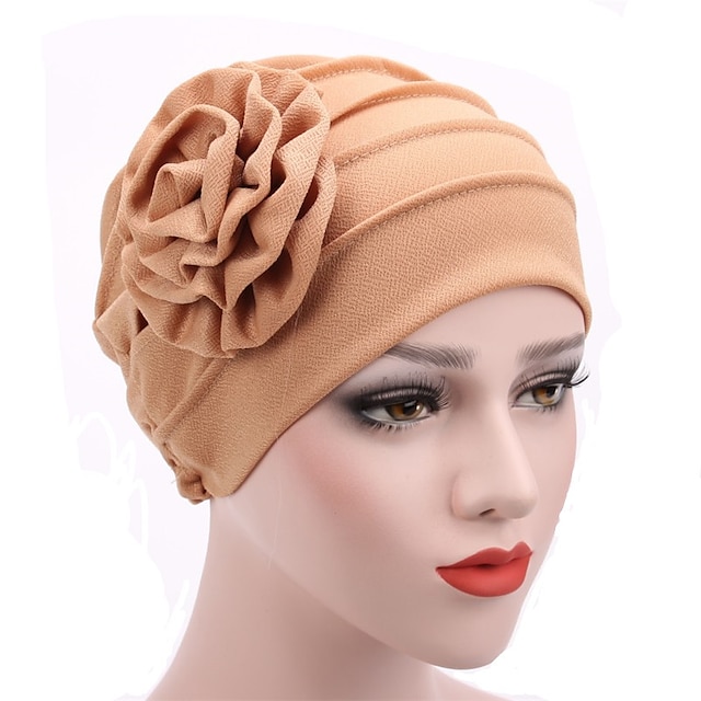 Shoes & Bags Fashion Accessories | Womens Hats Spring Summer Plain Color Floral Beanie Hat Muslim Stretch Turban Hat Cap Hair Lo