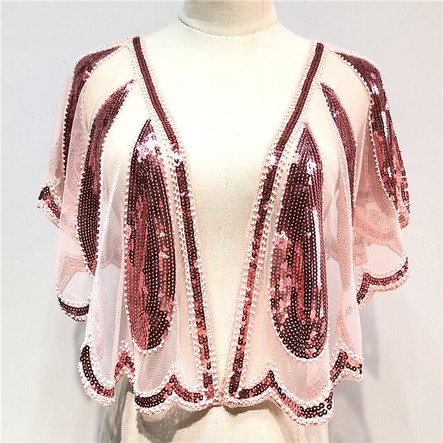 Châle Années 1920 Paillettes & Perles – Cape De Soirée Noire Élégante Pour Robe Flapper Ou Mariage