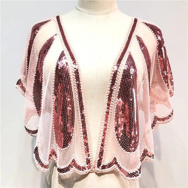 Châle Années 1920 Paillettes & Perles – Cape De Soirée Noire Élégante Pour Robe Flapper Ou Mariage