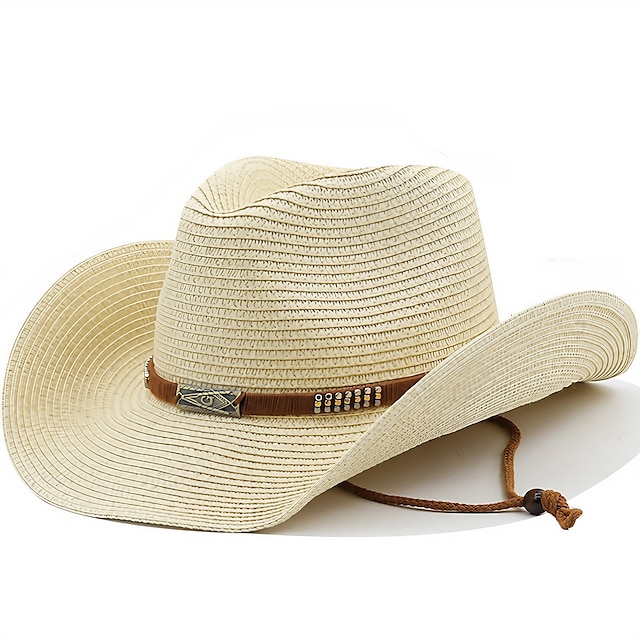  Homme Unisexe Chapeau de Paille Chapeau de soleil Panama Chapeau Fedora Trilby Noir Blanche Mode Extérieur
