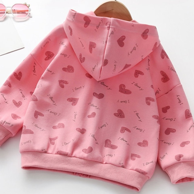 Baby & Kids Girls Clothing | Kids Girls Coat Long Sleeve Pink Beige Heart Zipper Fall Spring Active Daily 3-10 Years - JC13662