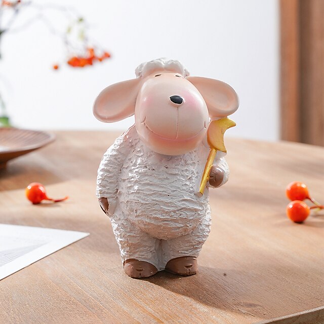 Home & Garden Home Decor | White Eid Lamb Collection Ornament Decorative Objects Resin Modern Contemporary for Home Decoration G