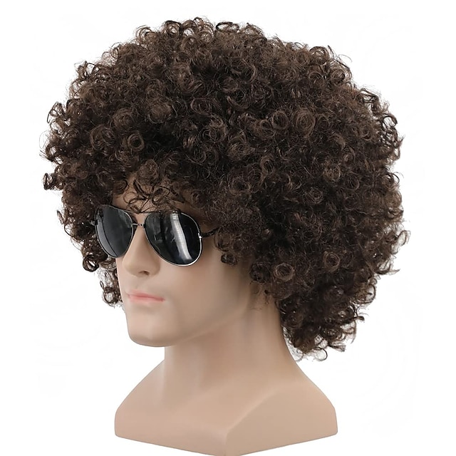 Beauty & Hair Wigs & Hair Pieces | Short Black Fluffy Disco Afro Wigs Synthetic Cosplay Fancy Funny Wigs for Unisex Men Women Wi