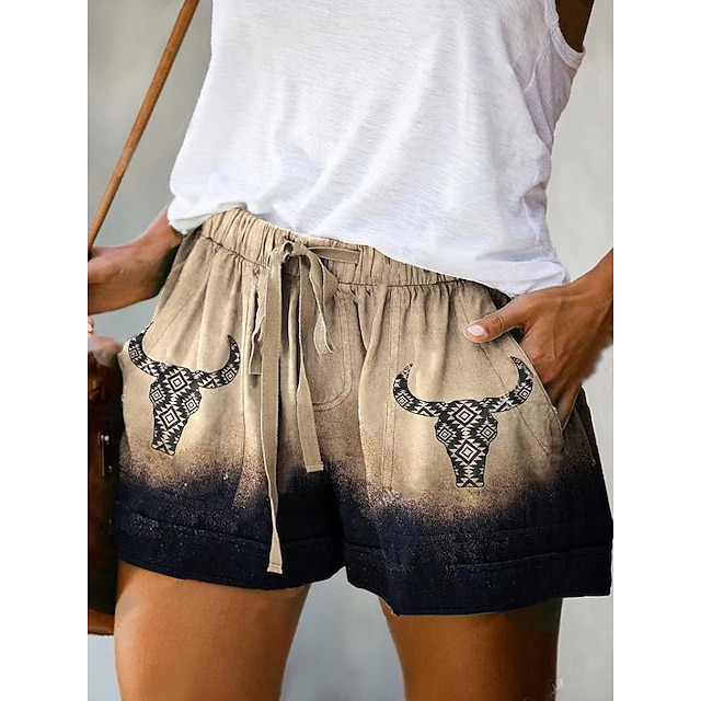 Womens Clothing Womens Bottoms | Womens Ethnic Style Boho Shorts Patchwork Print Short Pants Home Casual Inelastic Geometry Brea