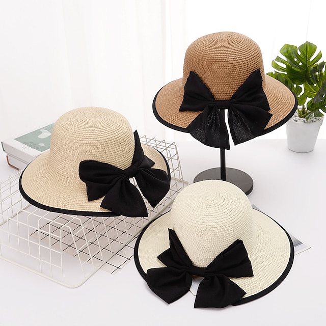 Shoes & Bags Fashion Accessories | Simple Sun Hat Big Wide Brim Holiday Beach Hat for Women Solid Straw Cap Girls Sunscreen Hat 