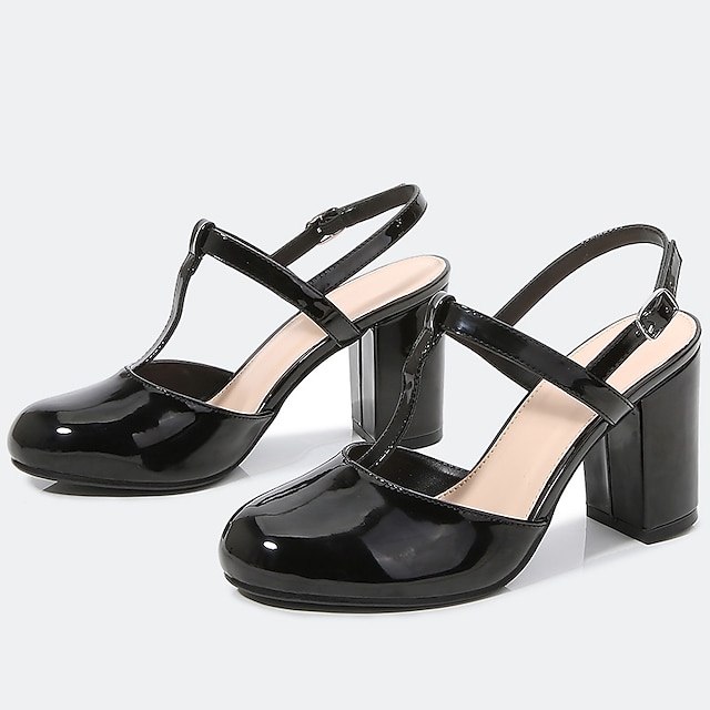 Shoes & Bags Womens Shoes | Womens Sandals Buckle Chunky Heel Closed Toe Elegant Casual Daily Work Patent Leather Buckle Spring 