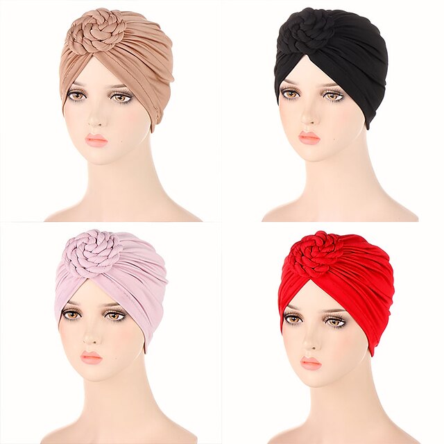 Shoes & Bags Fashion Accessories | New Fashion Women African Turban Cap Flower Knot Pre-Tied Bonnet Beanie Cap Headwrap Fashion 