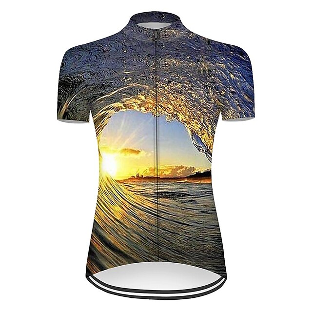  21Grams® Women's Cycling Jersey Short Sleeve Mountain Bike MTB Road Bike Cycling Graphic Gradient 3D Jersey Shirt Black Yellow Cycling Breathable Ultraviolet Resistant Sports Clothing Apparel