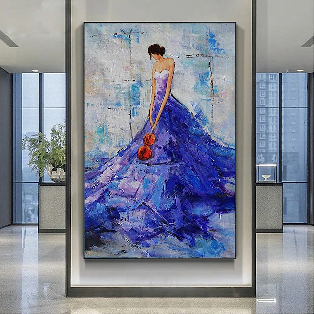 Handmade Oil Painting CanvasWall Art Decoration Abstract Knife PaintingBody Art Blue For Home Decor Rolled Frameless Unstretched Painting 11