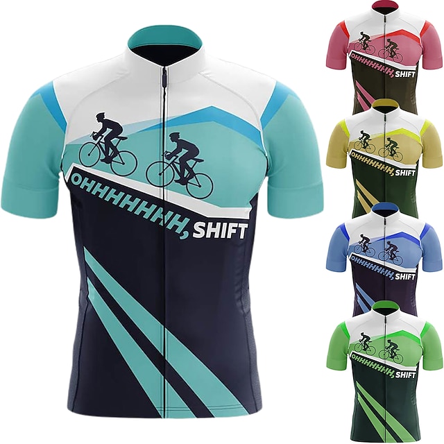  21Grams Herr Cykeltröja Kortärmad Cykel Överdelar med 3 bakfickor Bergscykling Vägcykling Andningsfunktion Snabb tork Fuktabsorberande Reflexremsa Grön Gul Röd Färgblock Polyester Elastan sporter