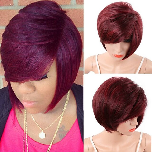 Beauty & Hair Wigs & Hair Pieces | Womens Short Straight Pixie Cut Synthetic Wigs African American Bob Hair With Bangs - PY84165