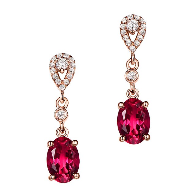 Shoes & Bags Fashion Accessories | LUCKY DOLL ColorfulSeries Korean Red Amethyst 18K Gold Colored Gems Earrings LKE261 - NA91262