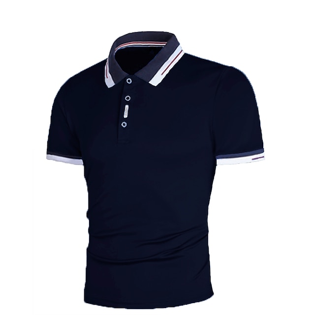 Men's Polo Shirt Golf Shirt Outdoor Casual Polo Collar Ribbed Polo ...