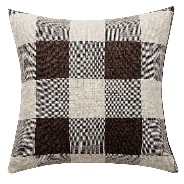 Home & Garden Home Decor | 1 pcs Polyester Pillow Cover Simple Plaid Geometric Modern Square Seamed Traditional Classic - AW3481