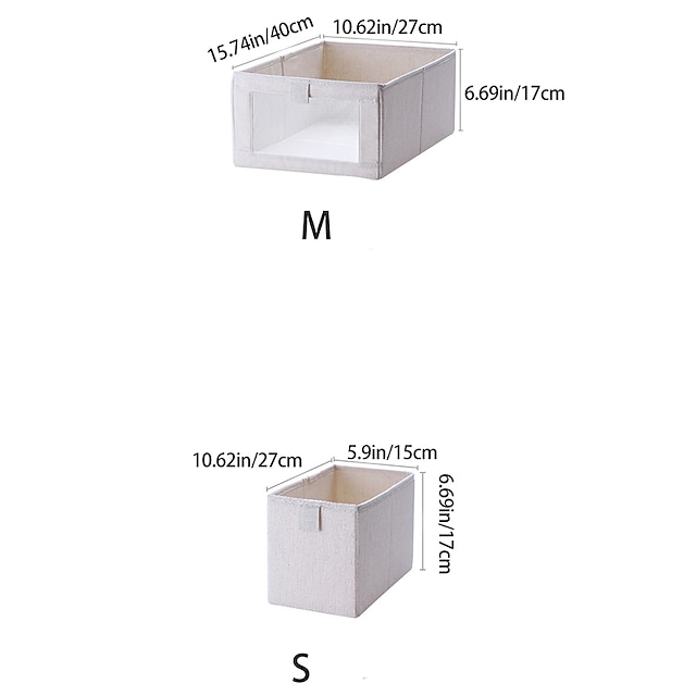 Home & Garden Home Decor | 1pc Beige Folding Dorm Wardrobe Sorting Box with Window Household Clothes Desktop Storage Box Polyest