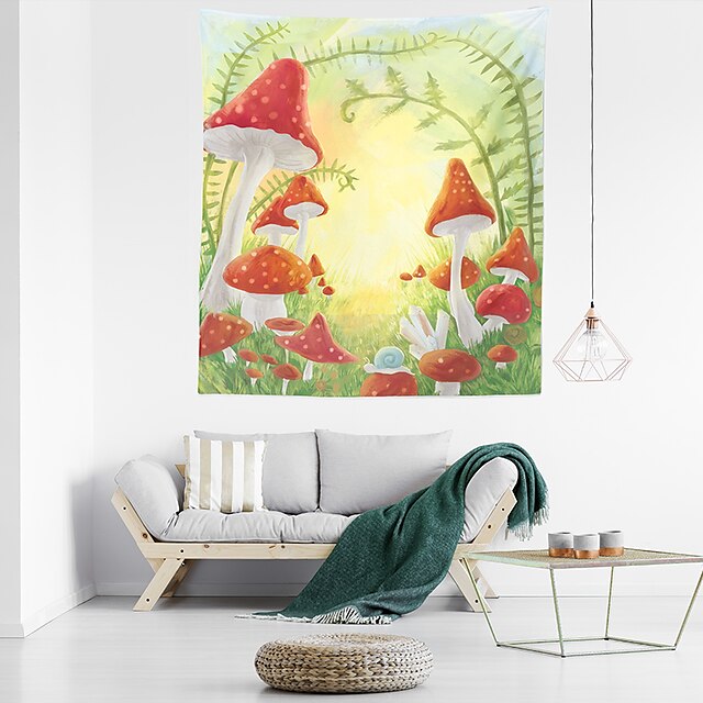 Home & Garden Home Decor | Tapestry with colorful plant and mushroom pattern print 1 piece - IW28152