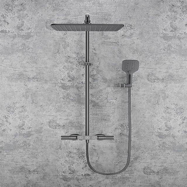  Shower Faucet,Shower System Set - Handshower Included Contemporary Chrome / Electroplated Mount Outside Ceramic Valve Bath Shower Mixer Taps