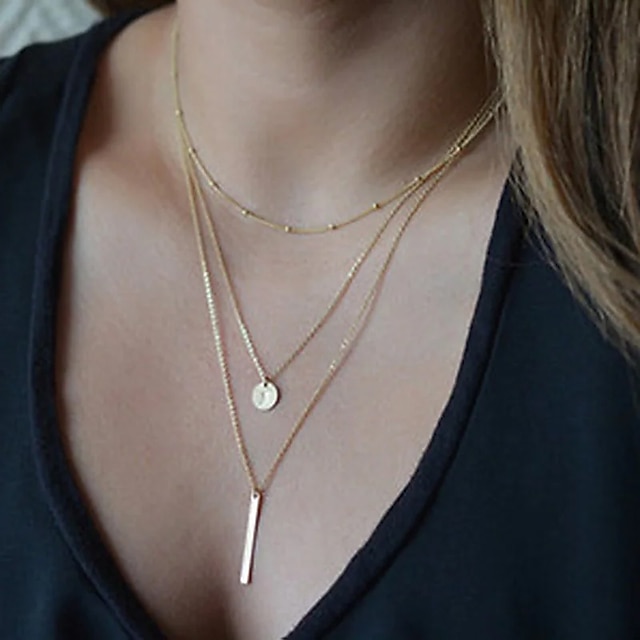  Pendant Necklace Y Necklace Choker Necklace For Women Girls Party Casual Daily Alloy Gold Silver
